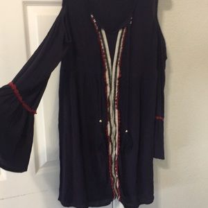 Cold Shoulder Bell Sleeve Midi Dress